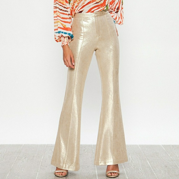 Jealous Tomato Pants - Jealous Tomato Gold Leather Bell Bottoms Last